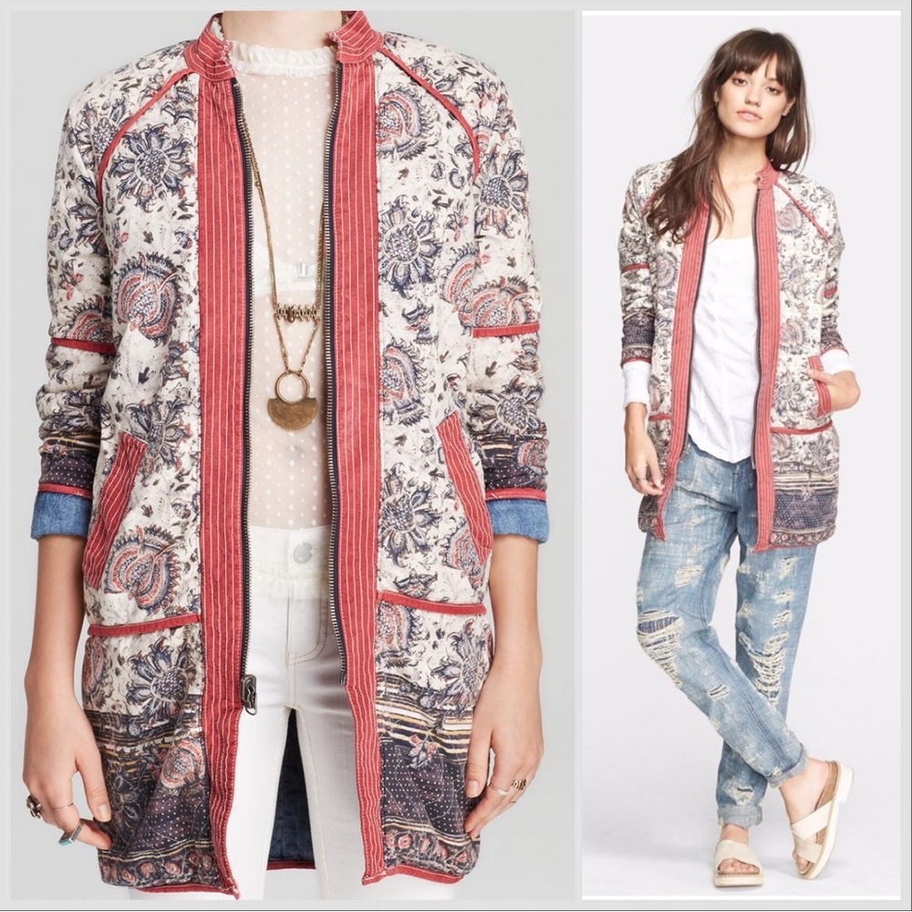 FREE PEOPLE Belario reversible paisley chambray jacket, S. - Picture 2 of 13